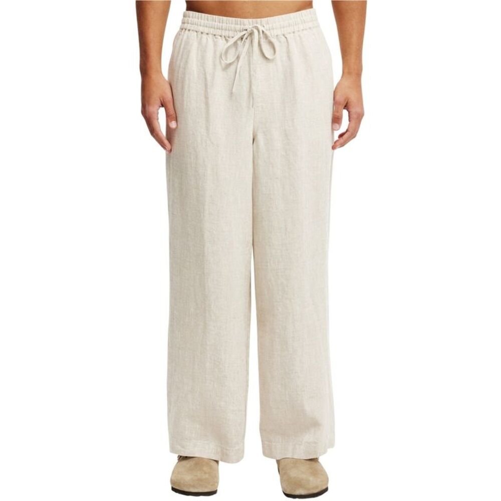 Cotton On Mens Baggy Fit Linen Wide Leg Relaxed Casual Pants, NWT